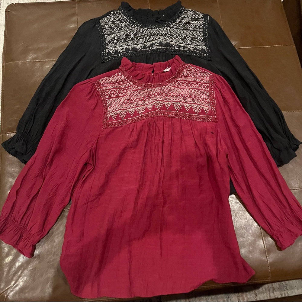 E hanger M Embroidered Black and Red Tops bundle